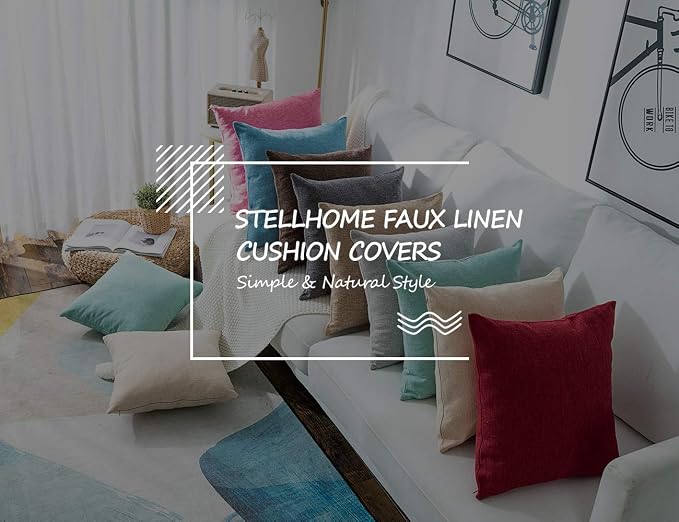 Stellhome Set of 2 Christmas Decorative Linen Throw Pillow Cover Square - Image 6