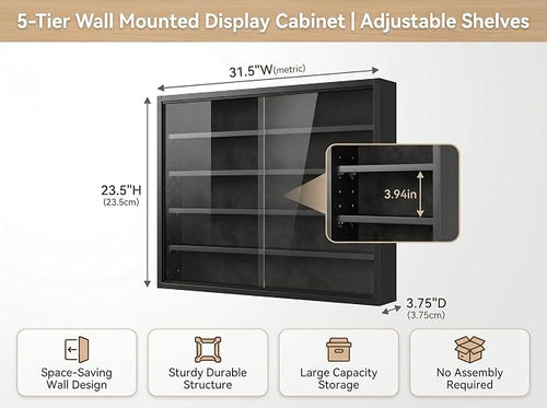 5-Tier Wall Mounted Display Cabinet, No Assembly Required Ready to Use Out of - Image 2