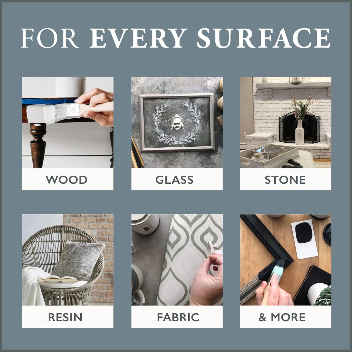 AMY HOWARD AT HOME Chalk-Based One Step Paint for Furniture, Cabinetry, Decor, Finish, and More | No Stripping, Sanding, or Priming | Dark Base | 32 Ounce | Brooks Grey