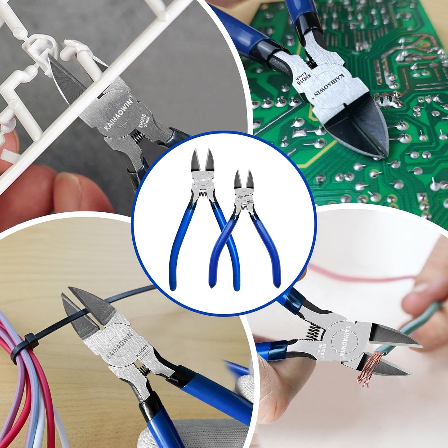 KAIHAOWIN Wire Cutters 5-Inch and 6-Inch Set Flush Cutters Ultra Sharp Spring Loaded Wire Snips Clippers Cutting Pliers for Crafting Jewelry Making-2 PCS