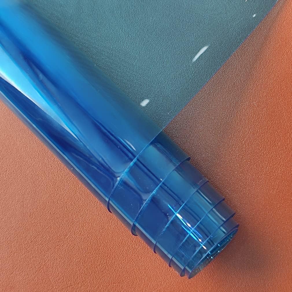 HYANG SkyBlue Transparent PVC Super Clear Holographic Vinyl Faux Leather Sheets 1 Roll 12" x 47" (30cm x 120cm) for DIY Bows Earrings Bags DIY Crafts Making