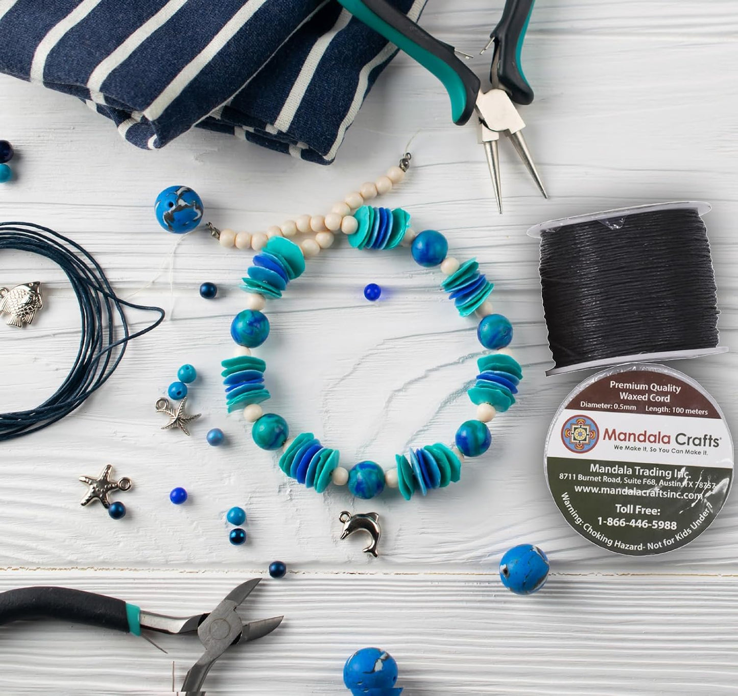 Mandala Crafts 0.5mm 109 Yards Natural Cotton Waxed Cord for Jewelry Making Bracelet Cord Waxed String - Beading String Thread Jewelry Cords for Necklaces String