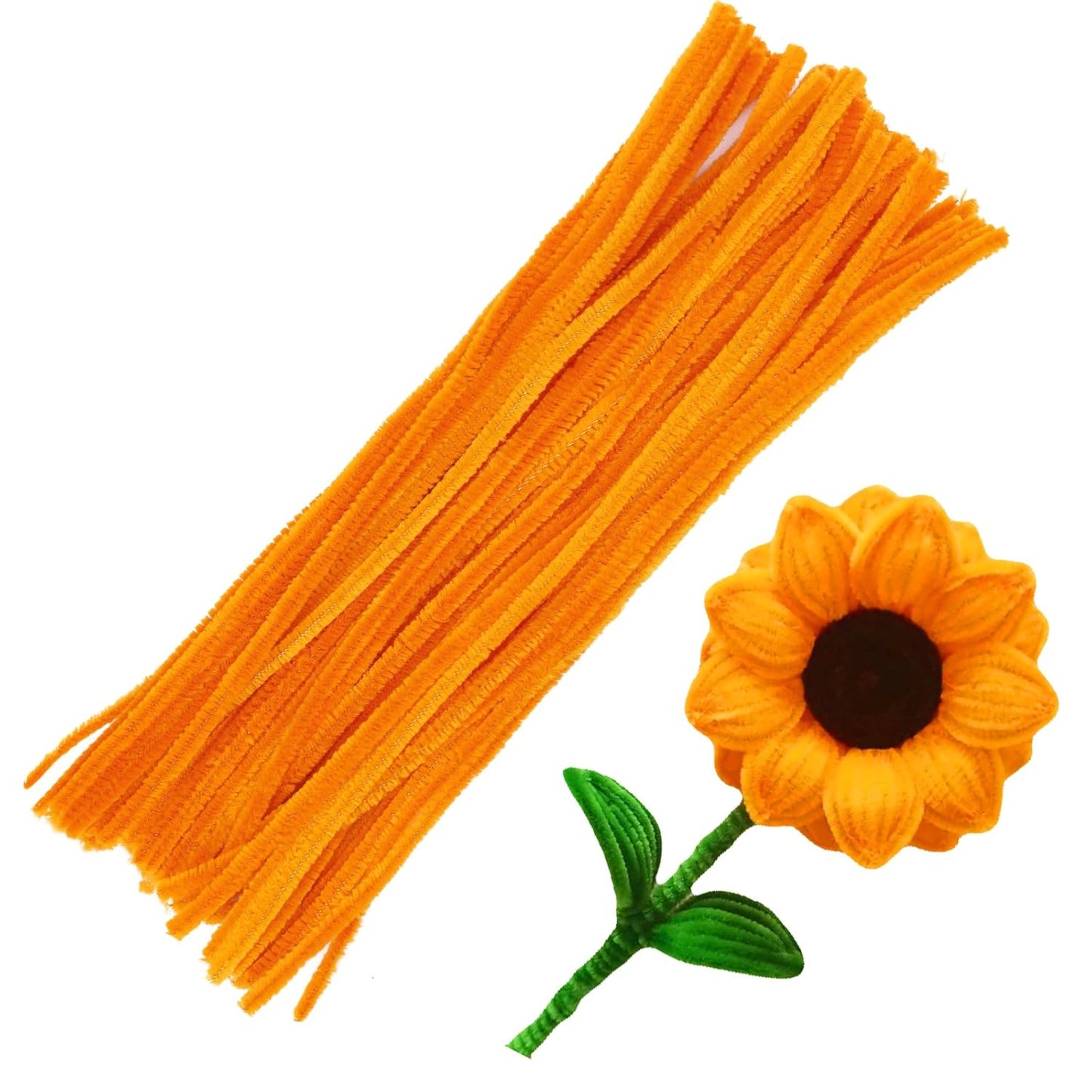 60 PCS Orange Pipe Cleaners, Pipe Cleaners Chenille Stem,Pipe Cleaners Bulk,Art Pipe Cleaners for Creative Home Decoration Supplies and Crafts Project