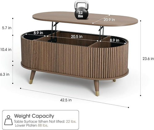 42.5" Oval Lift Top Coffee Table - Image 2