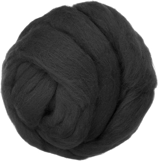 PATIKIL Wool Roving Yarn, 80G/2.82OZ Soft Felting Wool Pure Chunky Roving Yarn Bulk for Needle Felting Knitting Blanket Spinning Weaving DIY Craft, Black