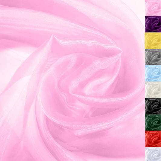 Baby Pink Crystal Organza Fabric – 16" x 5 Yards Lightweight Sheer Tulle for Bows, Tutus, Table Runners, Gift Wrapping, Crafts & DIY Sewing (Folded Package)