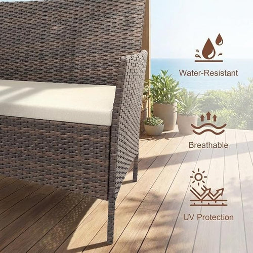 4PCS Outdoor Patio Bistro Set, PE Rattan Wicker Armchairs - Image 2