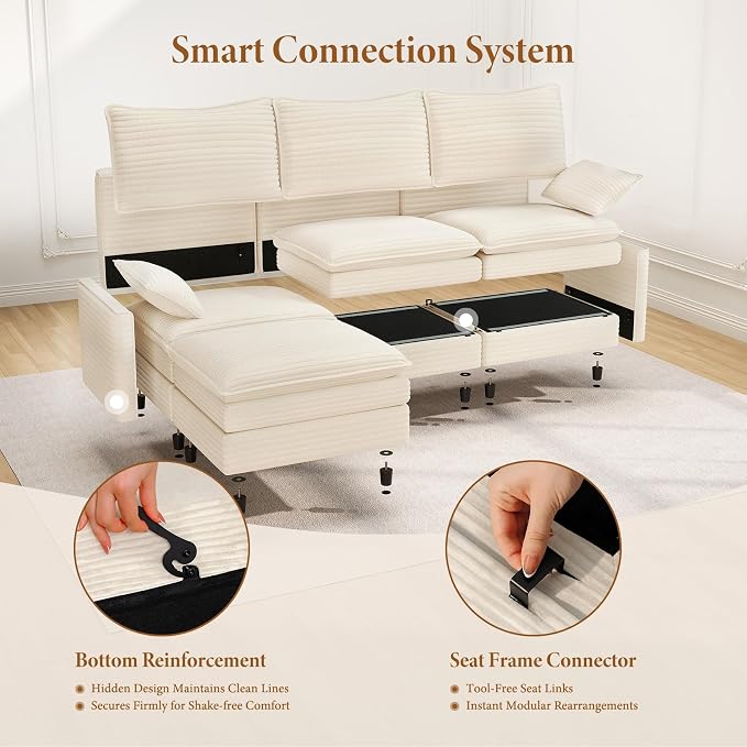 Vesgantti 108" Cloud Couch for Living Room, t6 Seats Deep Seat Sectional - Image 5