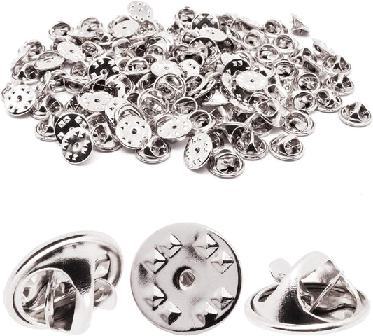 100pcs Pin Backs, Blank Pins Scatter Butterfly Clutch Pin Holder Enamel Pin Locking Backs Tie Tacks Jewelry Pin Backings Clasp for Brooch Lapel Hat Uniform Badges Tie Tack (Silver)