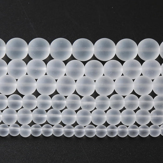 45pcs 8mm Frost White Crystal Glass Beads for Jewelry Making Round Loose Beads DIY Bracelets Necklaces Crystal Energy Healing Stone Beads 15"(8mm, Frost White Glass)