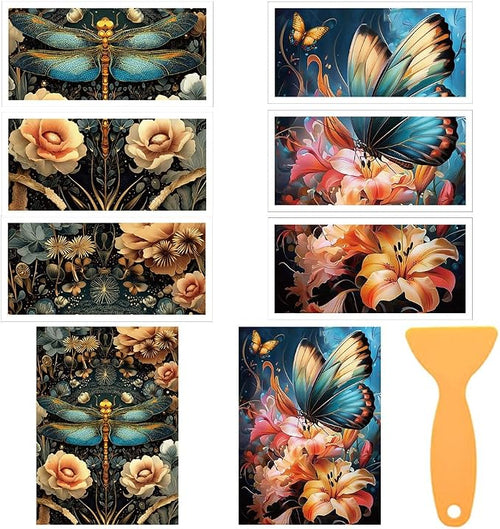 6 Sheets Dragonfly and Butterfly Rub on Transfer by BEUNITONE
