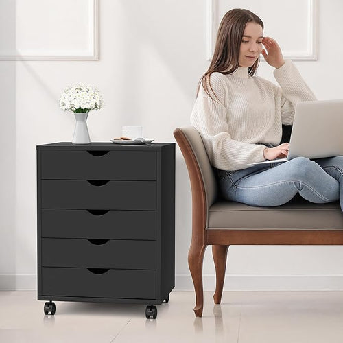 5-Drawer Chest, Office Storage Dresser File Cabinet by SimpleDeluxe
