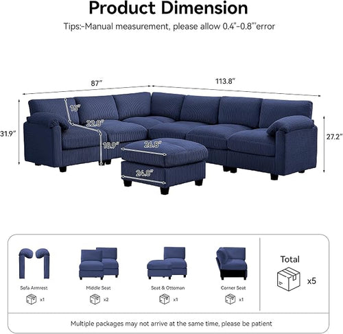 114'' V-Shaped Sectional Cloud Couch - Image 2