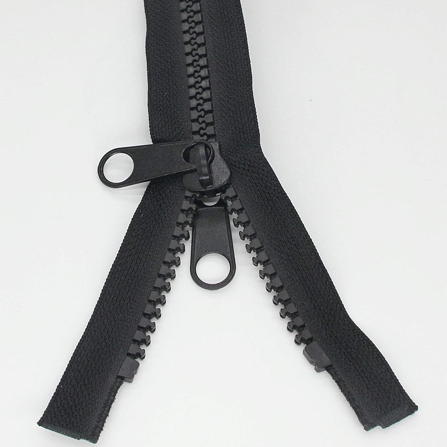 Leekayer 2PCS #10 40 Inch Heavy Duty Zippers for Sewing Separating Large Plastic Zippers Black Tape with Double Pull Tab Slider, Sleeping Bag, Boat, Canvas, Cover, Trampoline, Dog Bed,Tent (40" 2pcs)