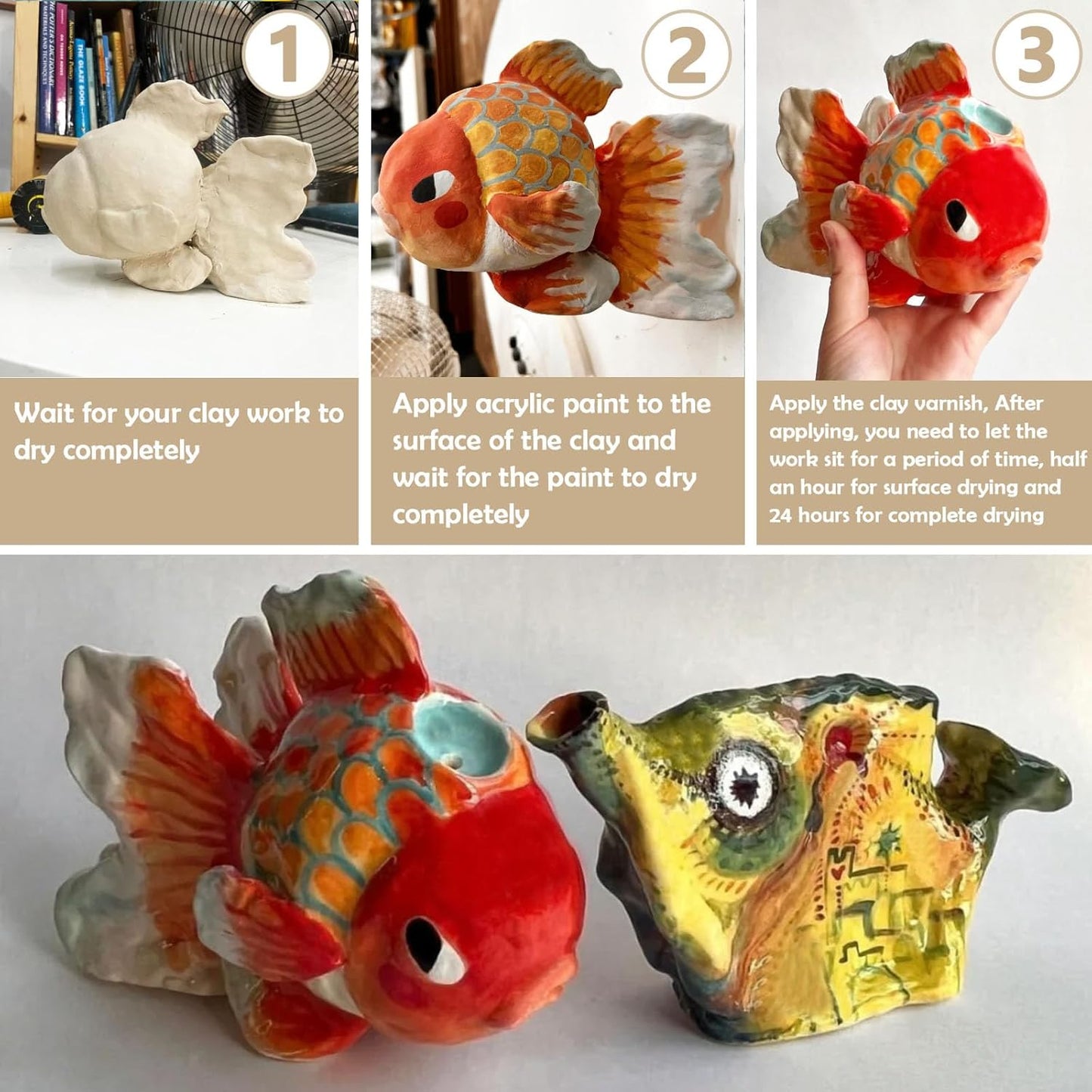 200ml Air Dry Clay Glaze, Clear Clay Varnish for Air Dry Clay Pottery, Waterproof and Scratch Resistant, Design for Air Dry Clay (Matte Varnish), 200ml/Matte