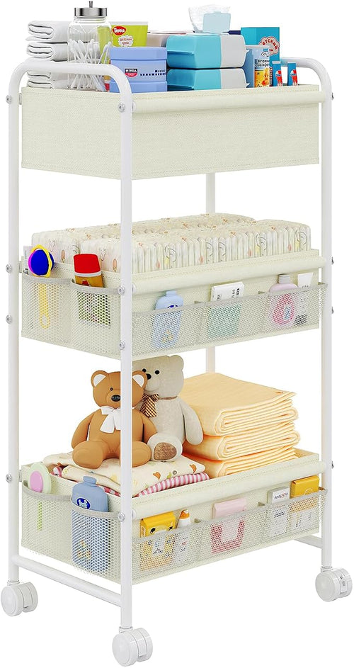 3-Tier Baby Diaper Caddy Cart Organizer, Mobile Nursery Storage Carts by Cidaziya