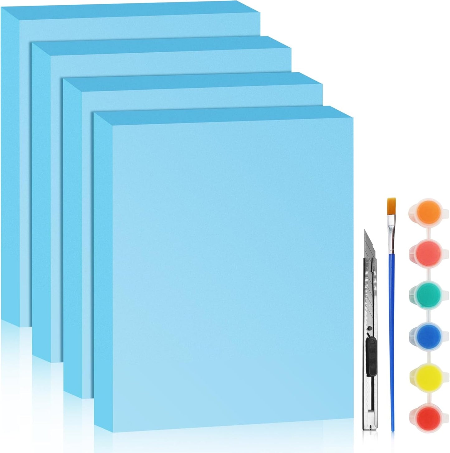 LuckyFoam Blue 4 Pack 15x12x2 inch Foam Sheets 2 Inch Thick Polystyrene Rectangles XPS Foam Board Craft for Insulating DIY Modeling Art Supplies