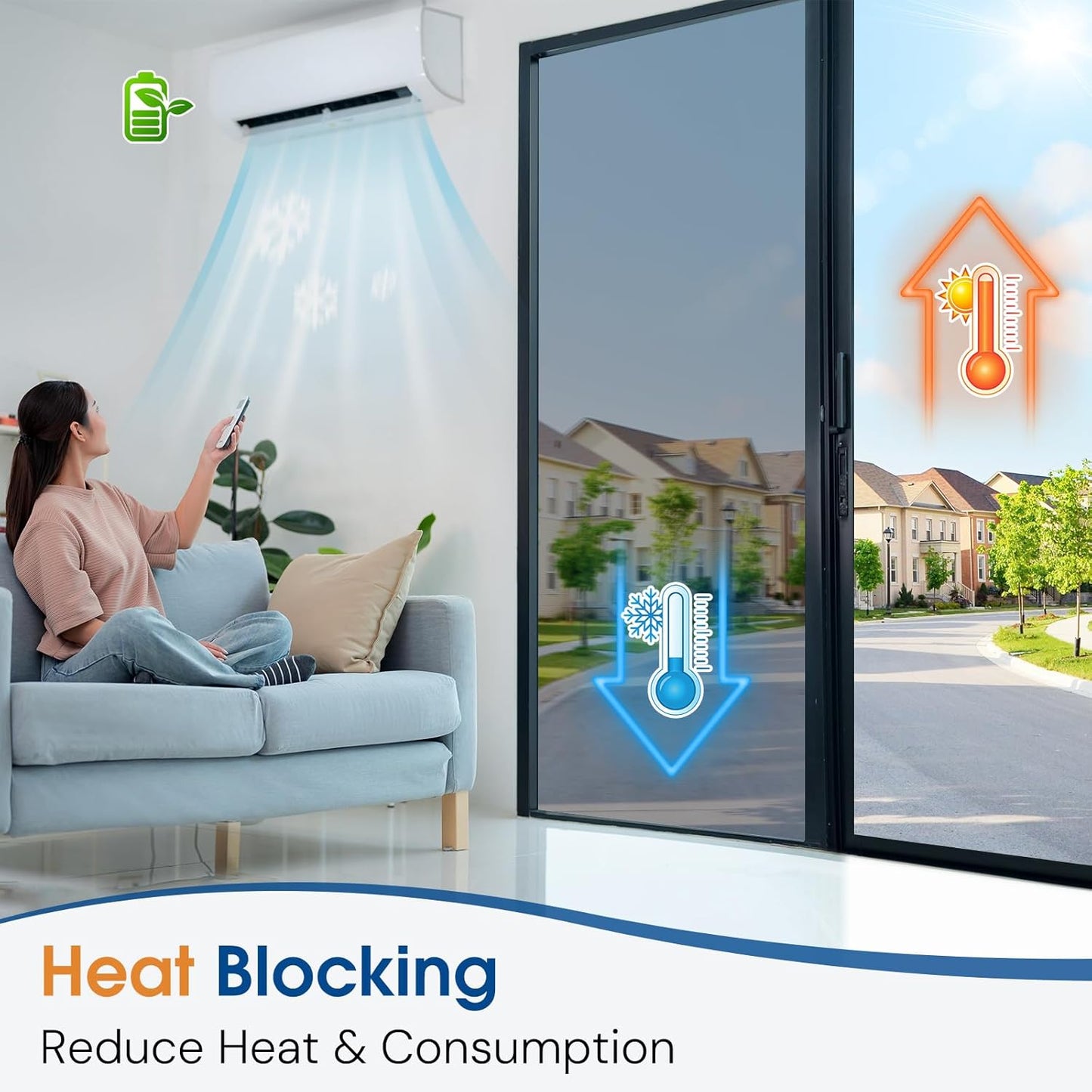 Homein One Way Privacy Window Film with Tool Window Tint for Home See Out Not in Heat Control Sun Blocking Mirror Reflective Anti UV Covering Static Cling No Glue Sliver 35.4 x 157.4 inch