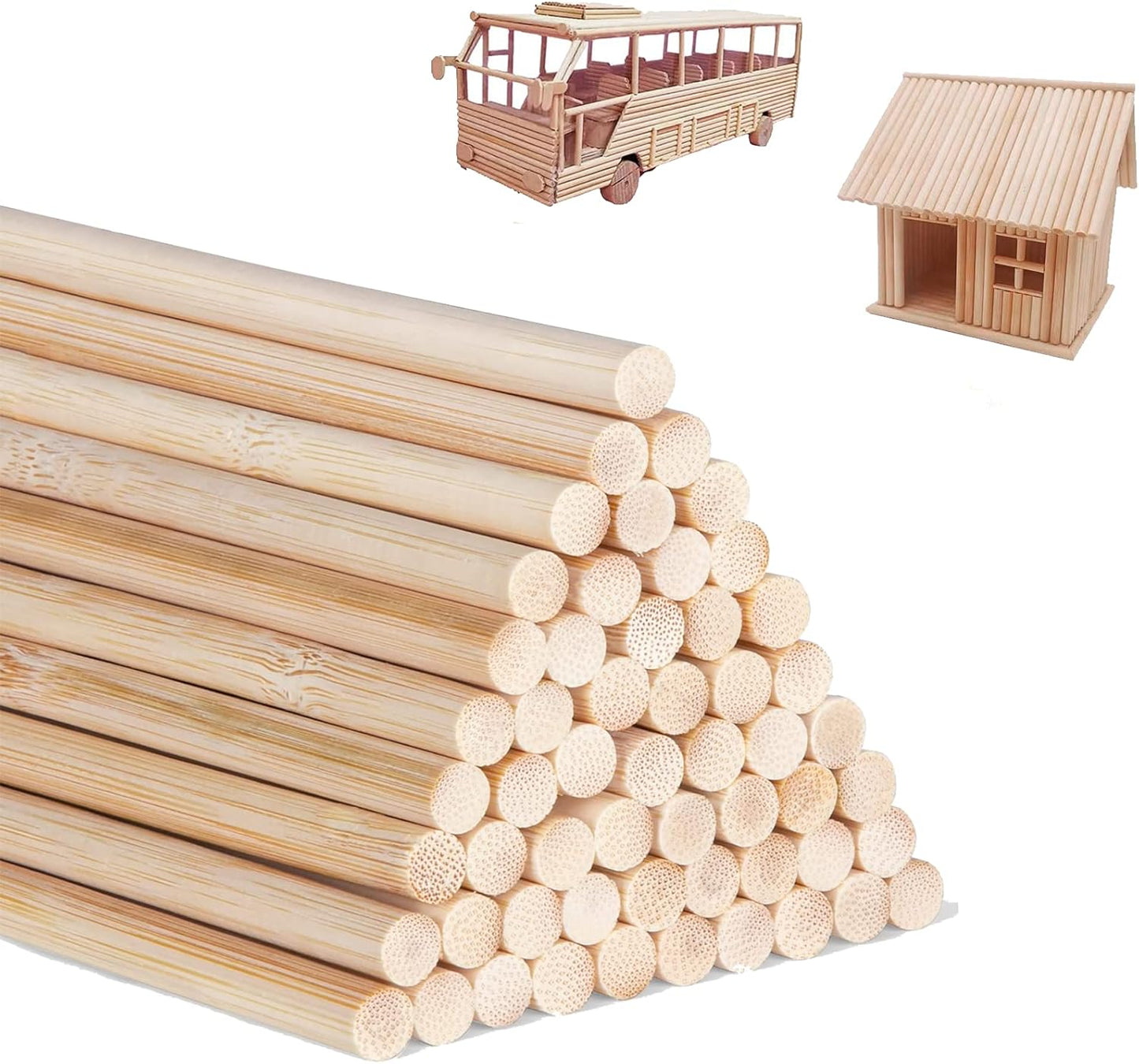 3/8 x 48 Inch 25 PCS Dowel Rods Wood Sticks Wooden Dowel Rods - Unfinished Bamboo Sticks - for Crafts and DIYers