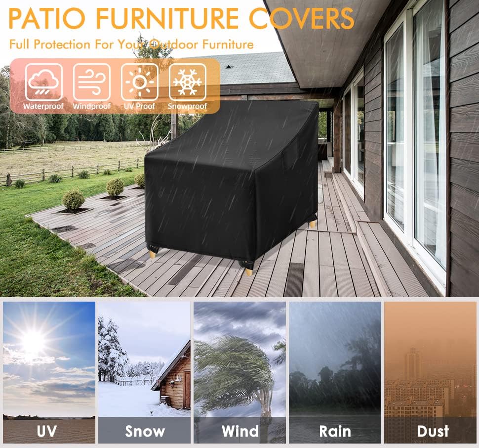 WLEAFJ Outdoor Chair Covers Waterproof, Heavy Duty Patio Lounge Deep Seat Cover - Image 5