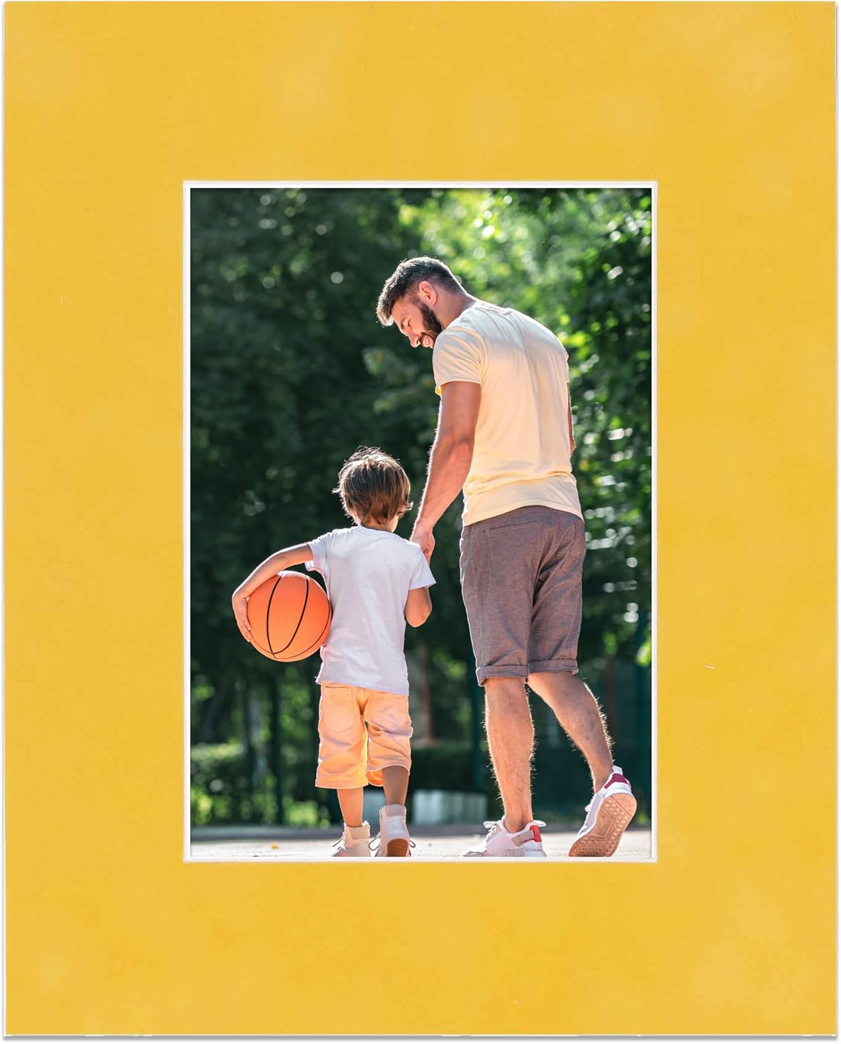 8.5x11 Mat Bevel Cut for 7x9 Photos - Acid Free Sunrise Yellow Suede Precut Matboard - For Pictures, Photos, Framing - 4-ply Thickness