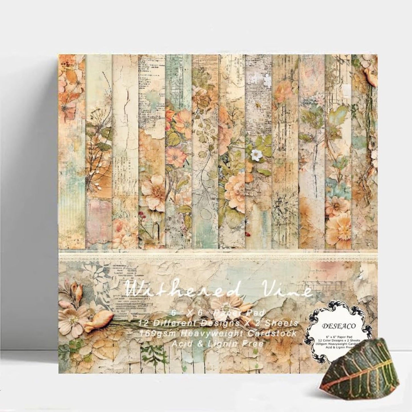24 Sheets Decorative Scrapbooking Paper Pad 6x6 Craft Paper Single-Side Card Making Supplies for Junk Journal, Origami, Holiday Journaling