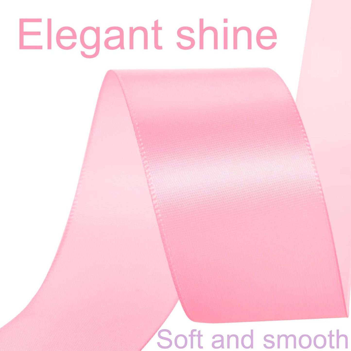 1-1/2 Inch Pink Ribbon, 50 Yards Craft Polyester Satin Ribbon Perfect for Gift Wrapping, Handmade Roses, Wedding Party Decorations and DIY Crafts