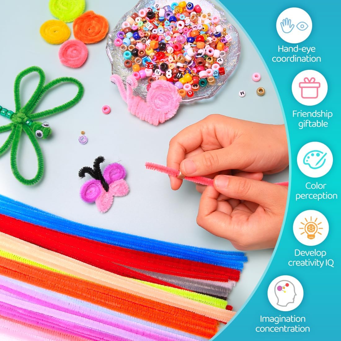 Iooleem 1000pcs Light Brown Pipe Cleaners, Chenille Stems, Pipe Cleaners for Crafts, Pipe Cleaner Crafts, Art and Craft Supplies.