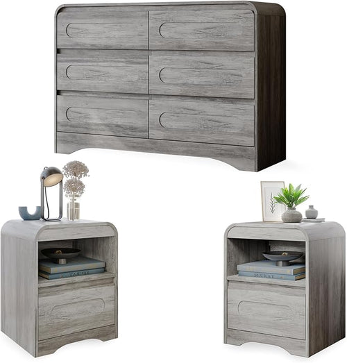3 Piece Bedroom Set, Dresser and Nightstand Sets by SOLACEFURNITURE