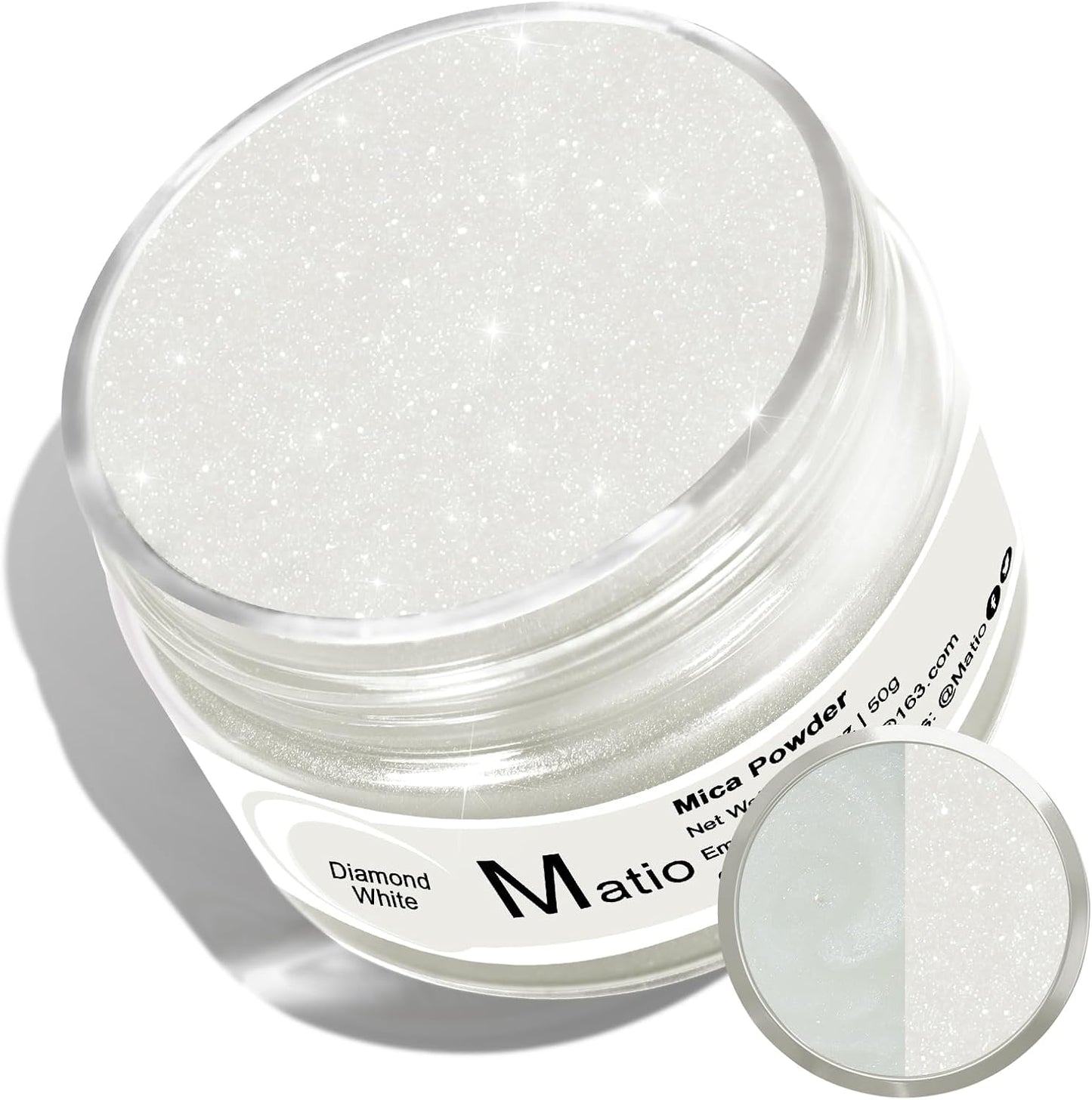 Matio Pearl White Mica Powder for Epoxy Resin, 1.8oz/ 50g Pearlescent Effect Mica Powder Natural Color Pigment for Soap Making, Bath Bomb, Candle Dye, Resin Craft,Paint,Nails Art,Jewelry,Slime Pigment