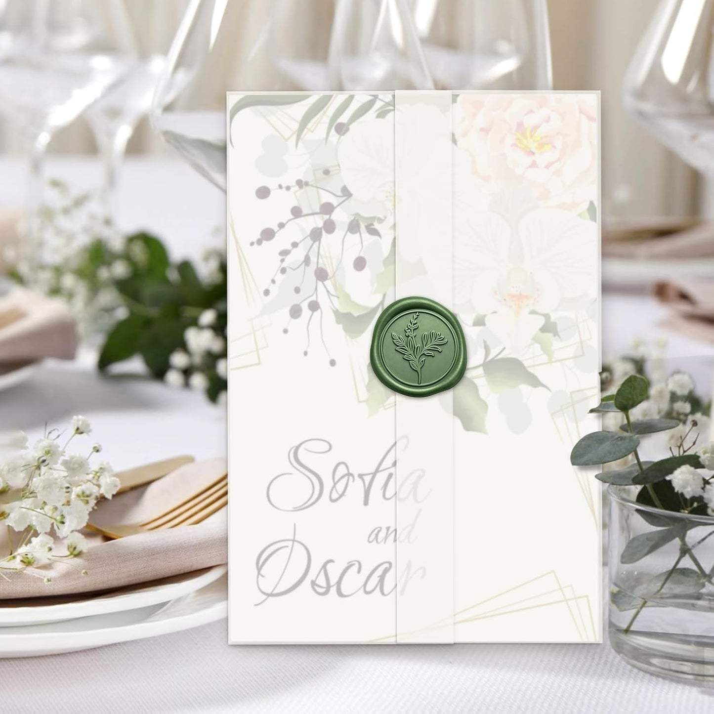 60 Pack Pre-Folded Vellum Jackets for 4.5x6.25 Invitations, Translucent Vellum Paper 4.5x6.25 Jackets, 100GSM Wedding Invitations Wraps, Envelope Liners for Birthdays, Baby Showers