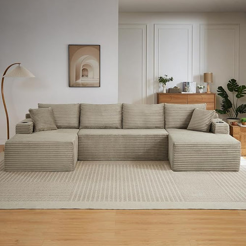 125" Modular Sectional Sleeper Sofa, Boneless Cloud Couch by HANXIN