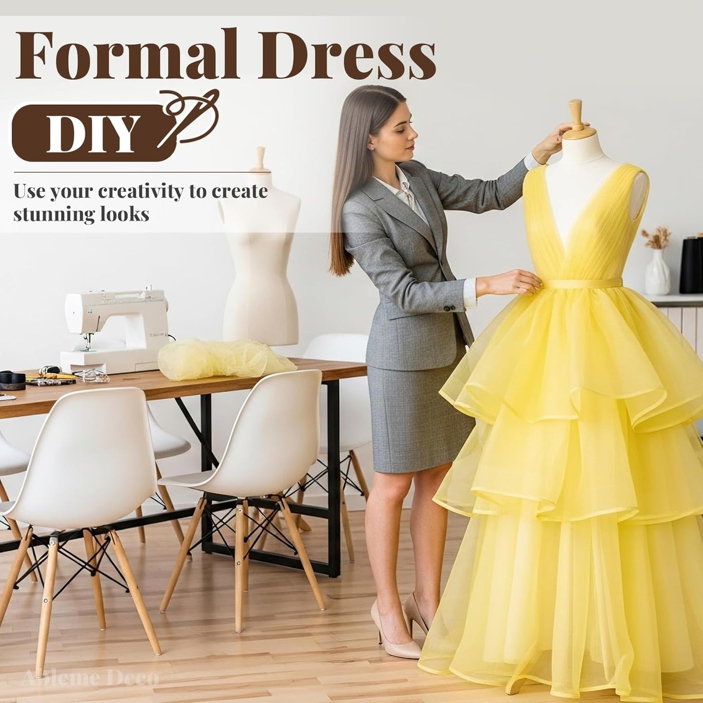 Organza Fabric by The Yard, 60 Inch Wide 3 Yards (9 ft) Long Sheer Fabric for DIY Sewing Projects Wedding Decorations Party Backdrops Curtains (Antique Gold)