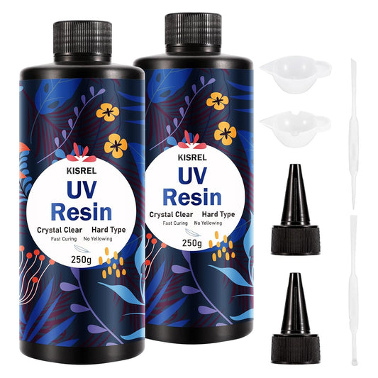KISREL UV Resin 500g - Upgraded Hard Type Crystal Clear Ultraviolet Curing UV Epoxy Resin for Craft Jewelry Making