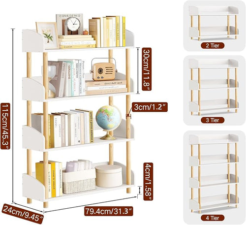 4-Tier Wooden Bookshelf, Modern Open Bookcase - Image 2