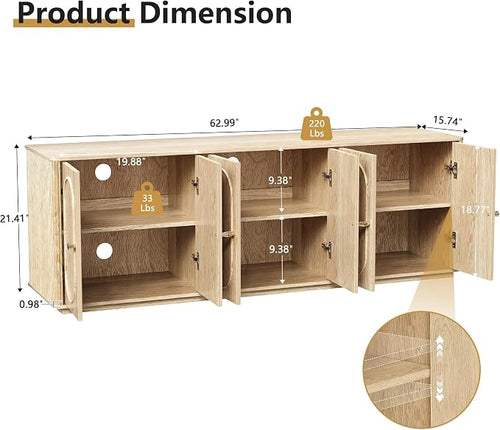 63'' Fluted Sideboard Buffet Cabinet - Image 2