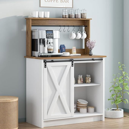 4ever2buy Farmhouse Coffee Bar Cabinet by 4ever2buy