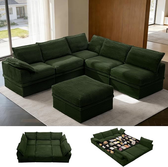 Upgrade Boneless Couch with Storage, Extra Deep&High Seat Modular Sectional by Unknown