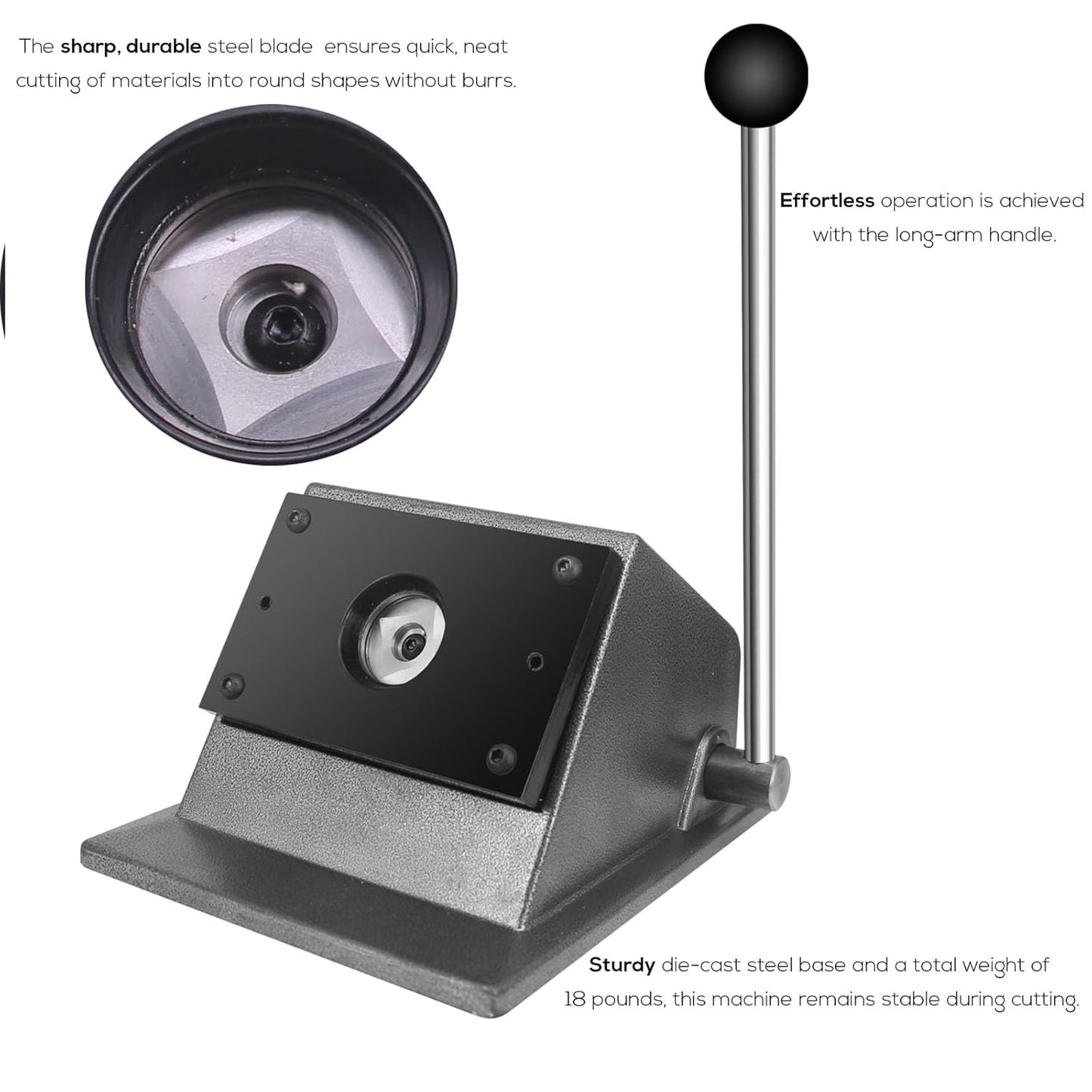2.20"/56mm Button Paper Cutter 2.60"/66mm Circle Cutter Paper Puncher Precise Graphic Punch Die Cutter Cuts for Making 2.20-inch/56mm Buttons