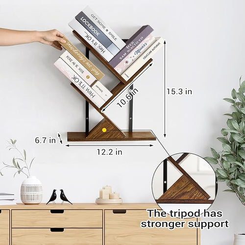 3-Tier Tree Book Shelves for Wall, Small Wall Mounted Shelves, Unique Hanging - Image 2