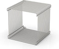 Square Geometry Retro Side Table Prime-Stainless Steel Linear Metal End Table by Unknown