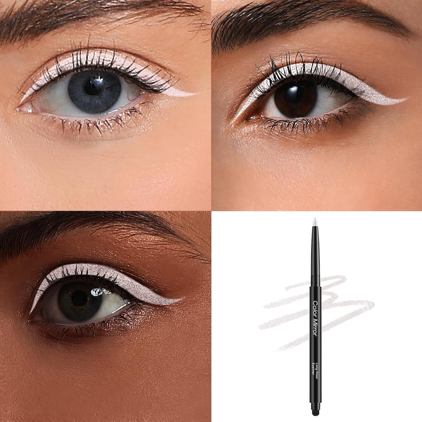 Smudge Proof Eyeliner, Waterproof Retractable Eye liner with Brush, Matte and Shimmer Eyeliner Pencil, Creamy Texture, Long lasting & Smooth(37 Sliver Moon Shimmer)