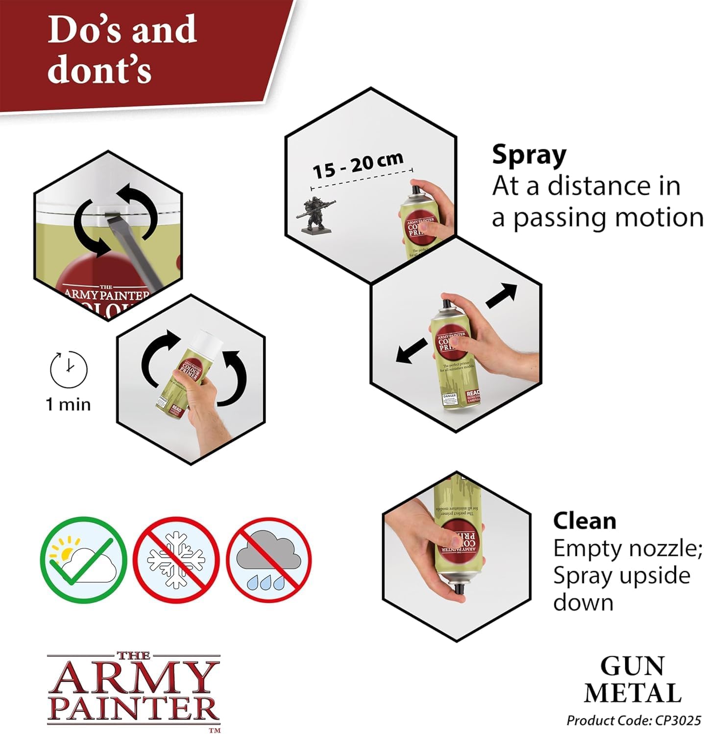 The Army Painter Colour Primer Gun Metal, 400 mL Acrylic Spray Primer, Spray Paint Basecoat for Miniature Priming, Tabletop Roleplaying, Boardgames, and Wargames Miniature Modelling
