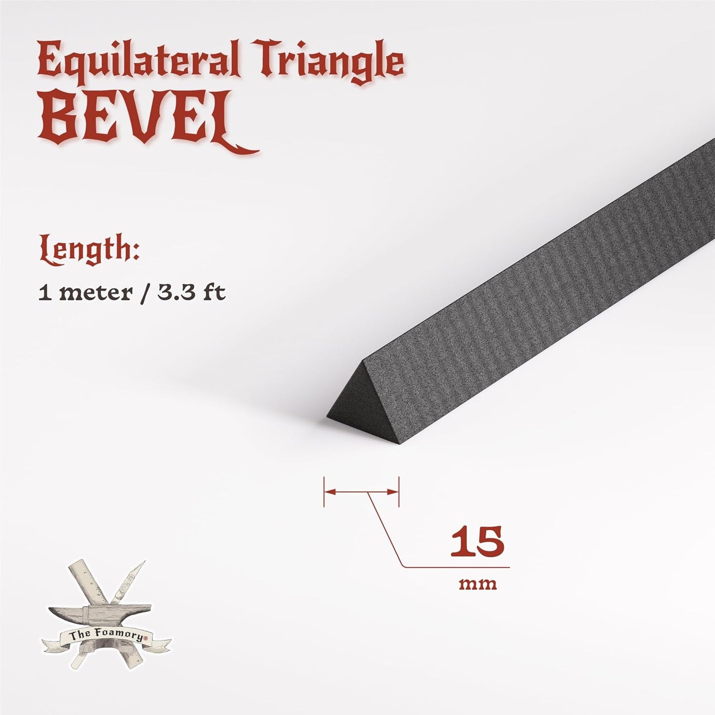 The Foamory's Instant Edge EVA Foam Bevel. Pre Cut Equilateral Triangle 3 Pack 5-30mm x 1M Save Time on Cosplay, Costume Edges and Armor Detail. Black High Density 85kg/m³ EVA Craft Foam Beveled Dowel