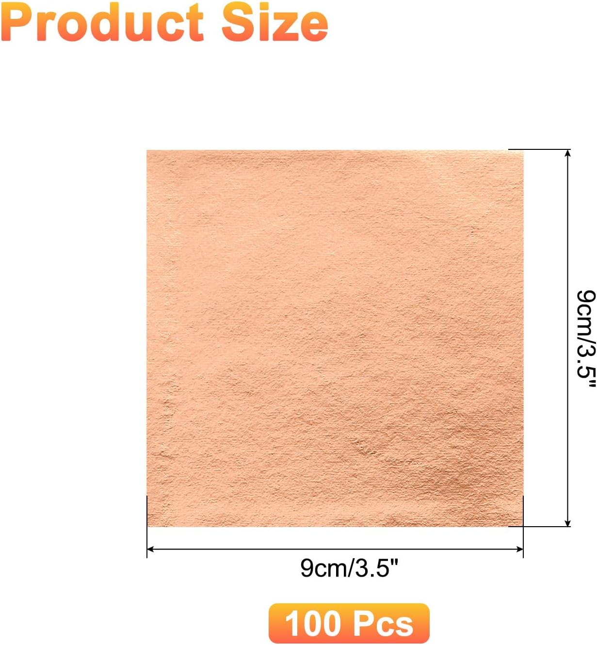 uxcell 100pcs Leaf Sheets, 3.5" x 3.5" Foil Sheets Paper Sheets for DIY Crafts Painting Nails Resin Furniture Decoration(Rose Gold)