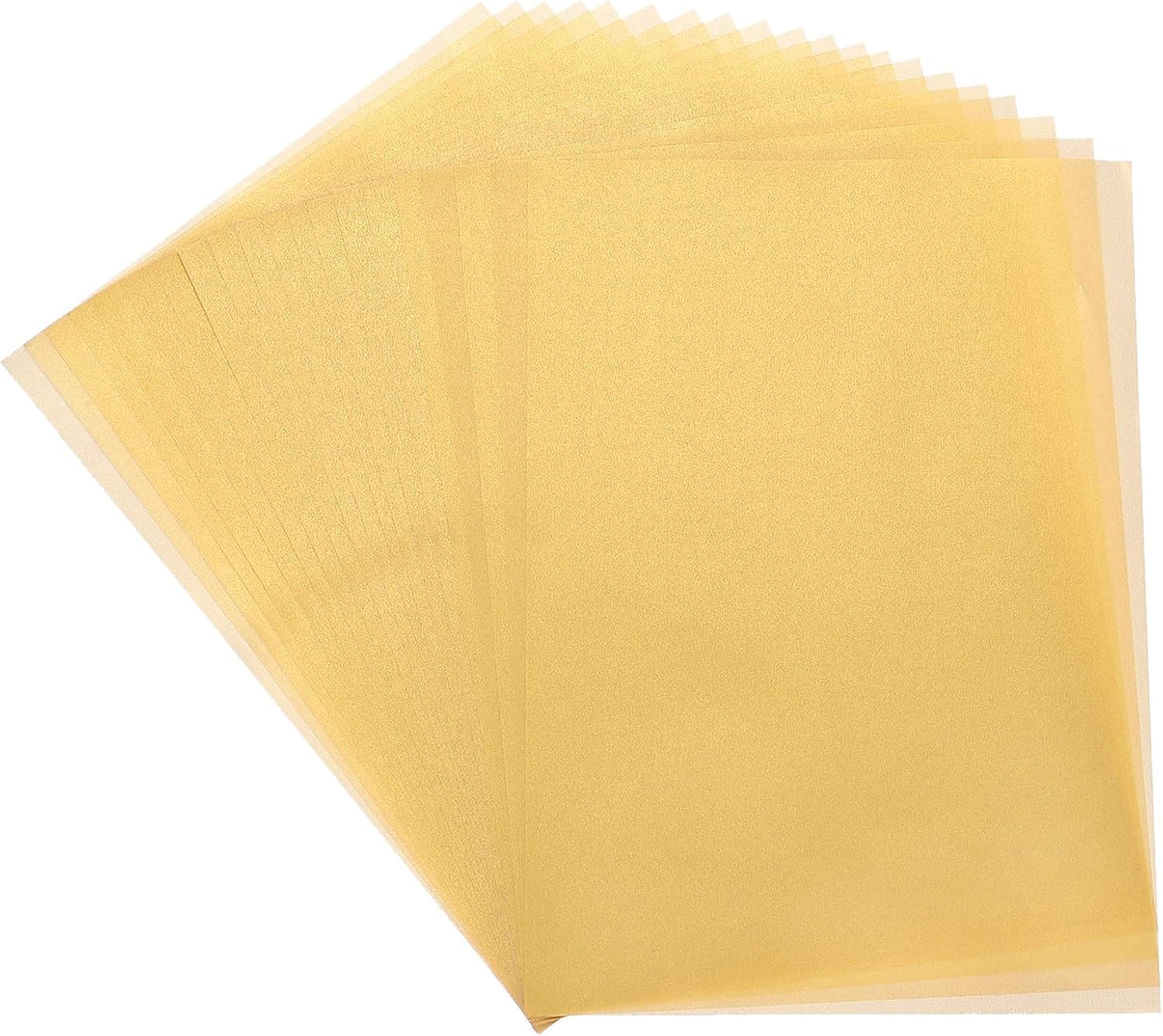 MECCANIXITY Colored Vellum Paper, 50 Sheet Gold Transparency 11.7 x 8.2 Printable Vellum Paper, Translucent Vellum Sheets for Printing Wedding Invitations, Ink Jet Laser Printer