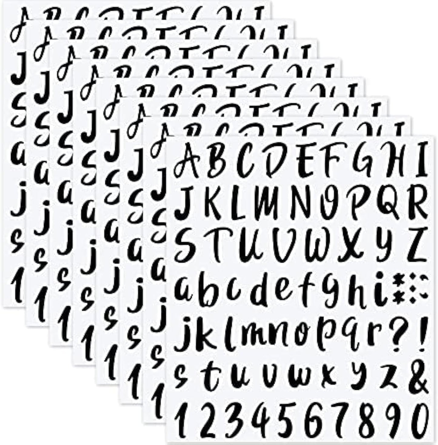 Outus 576 Pieces 8 Sheets Letters Stickers Self Adhesive Vinyl Letter Alphabet Number Stickers Mailbox Numbers Sticker, Decals for Classroom Decor, Sign, Door(Black,1 Inch)