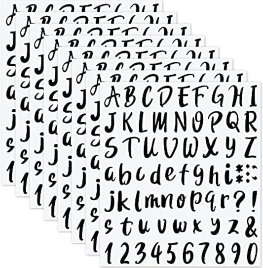 Outus 576 Pieces 8 Sheets Letters Stickers Self Adhesive Vinyl Letter Alphabet Number Stickers Mailbox Numbers Sticker, Decals for Classroom Decor, Sign, Door(Black,1 Inch)