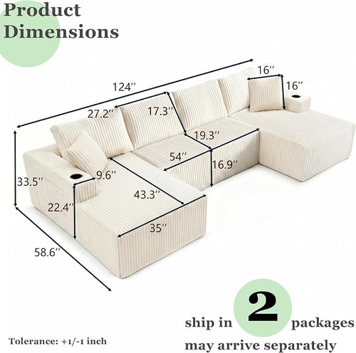 124" Oversized Sectional Couches - Image 2