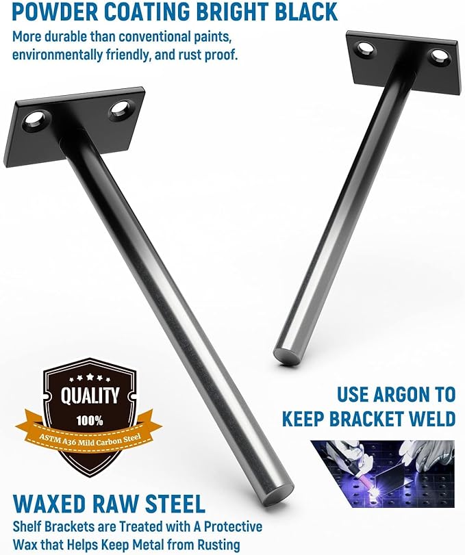 LEOPO 4-Pack 10 inch Floating Shelf Brackets, Hidden Shelf Bracket - Image 4